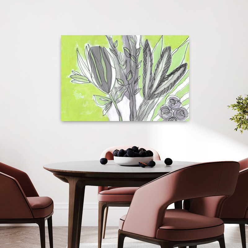 Chartreuse, fond, art floral abstrait, abstrait, contemporain, printemps, été, H 24 po x l 36 po