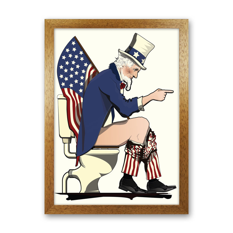 Uncle Sam Loo Right - Print, 60cm H x 42cm W x 3cm D, Oak Framed