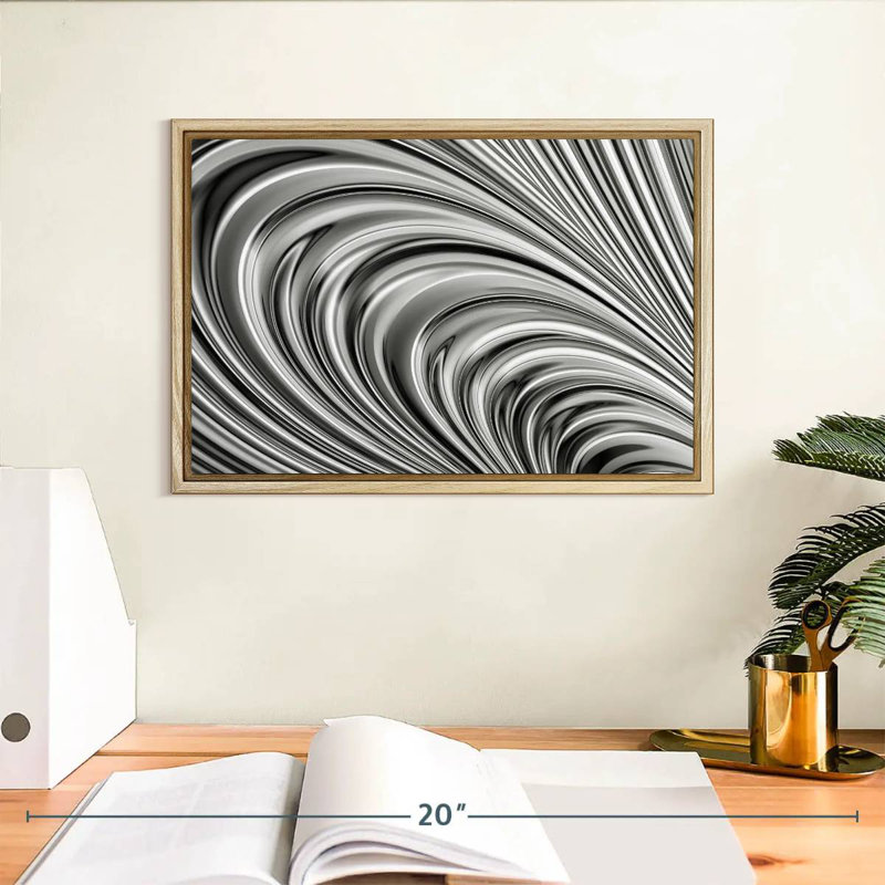 Vague en métal, Cadre flottant en bois naturel, 13 po x 9 po