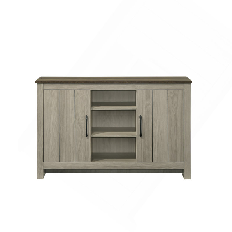 Buffet Console 47 "avec chêne gris, table, buffet avec tablettes et portes d'armoire
