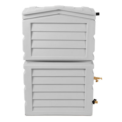 RTS Companies 25 Gallons Weather Resistant Plastic Drainable Dual Overflow Rain Barrel