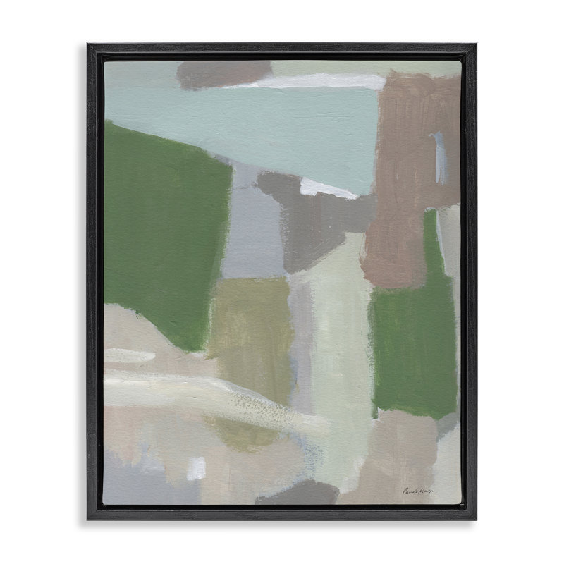 «Spring Green Abstraction», art par Pamela Munger, Cadre flottant noir de jais, H 21 po x l 17 po