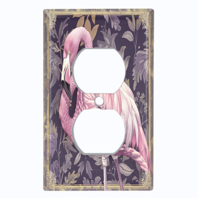 Couvercle de plaque d'interrupteur en métal; Rectangle 1 taille US standard - Flamant tropical