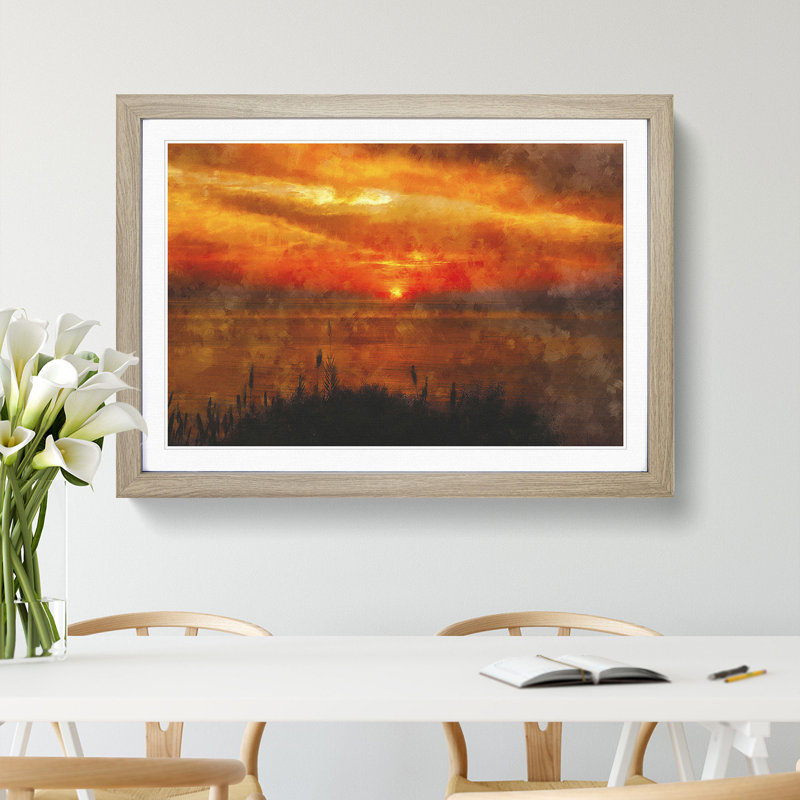 The Orange Sunset - Framed Print, Oak Framed, 36cm H x 48cm W x 2cm D