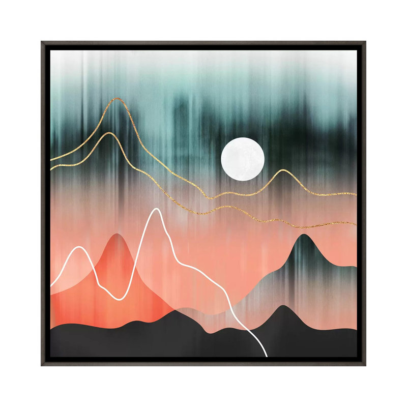 Impression d’art graphique, "mountainscape II" par Elisabeth Fredriksson, H 26 po x l 26 po x P 1,5 po, Pas de tapis