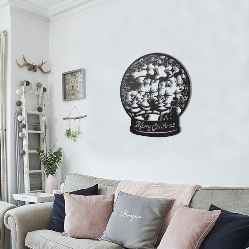 Accessoire mural élégant en métal, finition noire, 19,7 po x 19,7 po | 100% métal, épaisseur: 0,08 pouce | Fixation murale facile avec support arrière | Parfait pour les décors modernes et les œuvres d'art uniques
