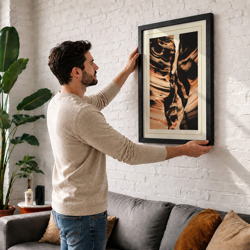 Intertwined Forms Abstract - Framed Print, A2 - 59.4 x 42.0 cm, Black