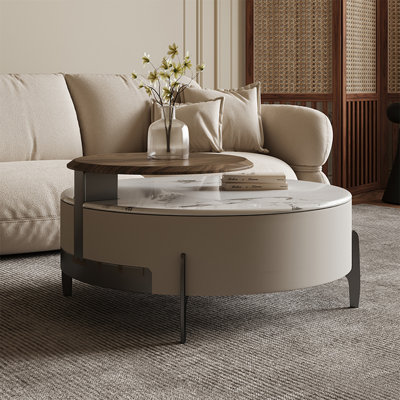 Table basse ronde en pierre micro-cristalline