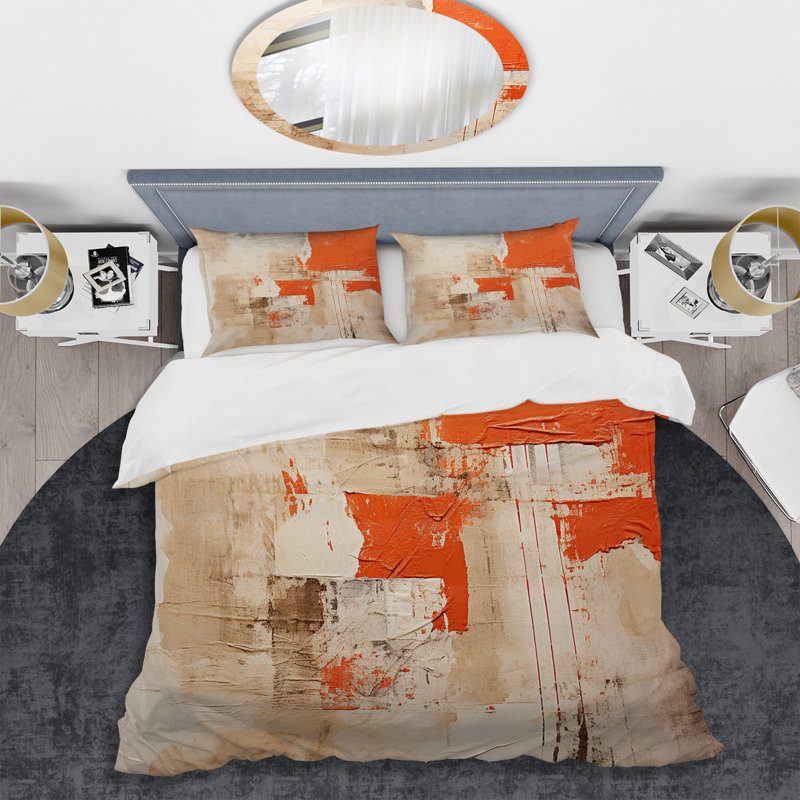 Ensemble de housse de couette Sunset Reverie Collage I - Abstract Collages, Housse de couette pour grand lit et 2 taies décor