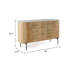 Commode 6 tiroirs Asti, bois de manguier brun chêne massif, marbre blanc