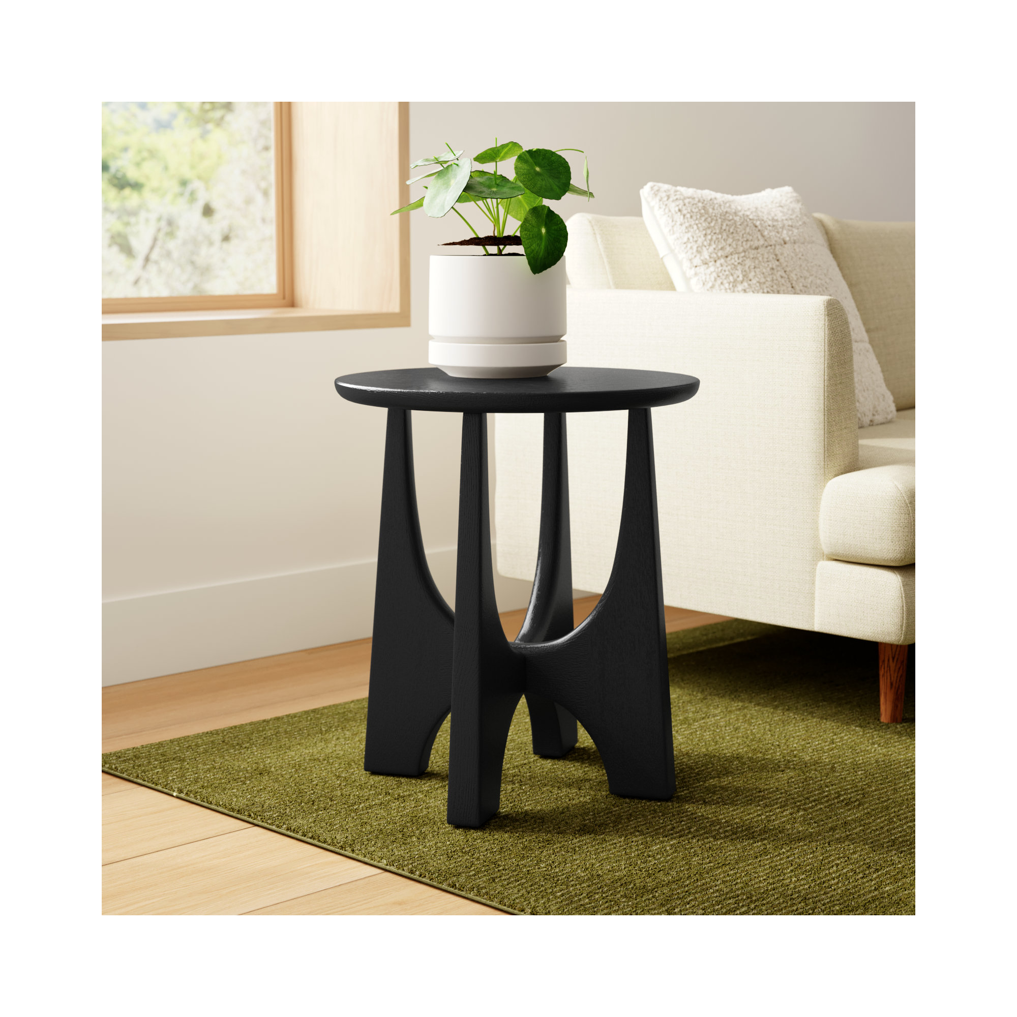 Dunnigan Solid Wood End Table, Black