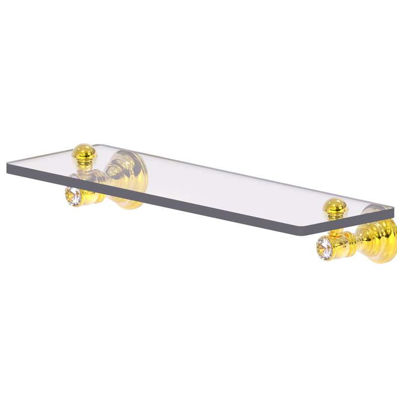 Hertz Glass Bracket Shelf, 2.4" H x 16" W x 5.54" D, Polished Brass