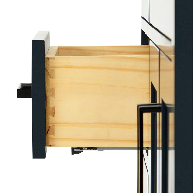 Tidworth 42'' Solid Wood Single Bathroom Vanity with 1.5'' Carrara Marble Top, Midnight Blue, Rectangular, Right