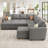 Caren Upholstered Sleeper Sectional Modular Sofa Bed With Ottoman-115354295