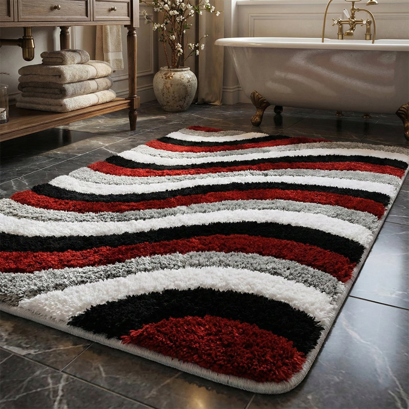 Rhythm Wave Shag Bath Rug