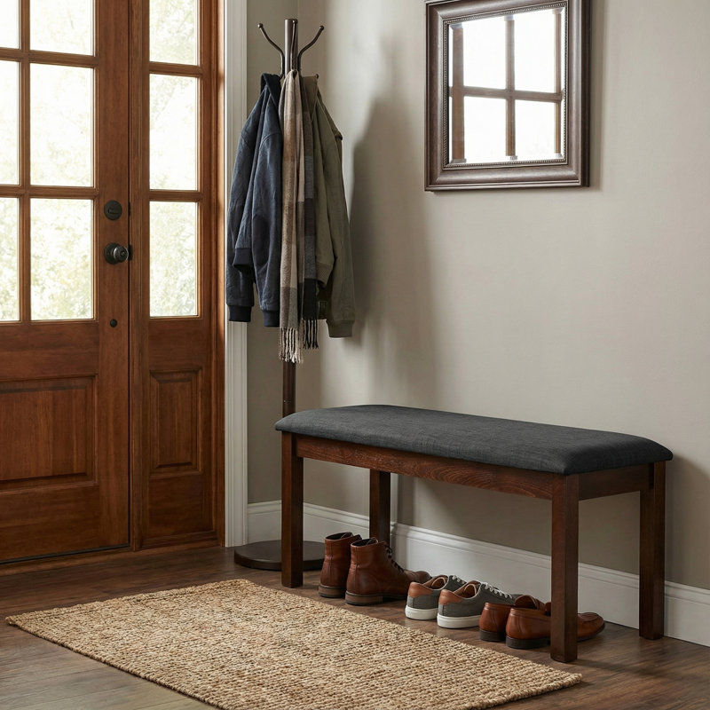 Banc de salle à manger Rosco en tissu gris anthracite, finition noyer 40 po