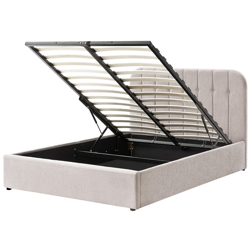 Upholstered Ottoman Storage Bed, Beige, European Double (140 x 200 cm)
