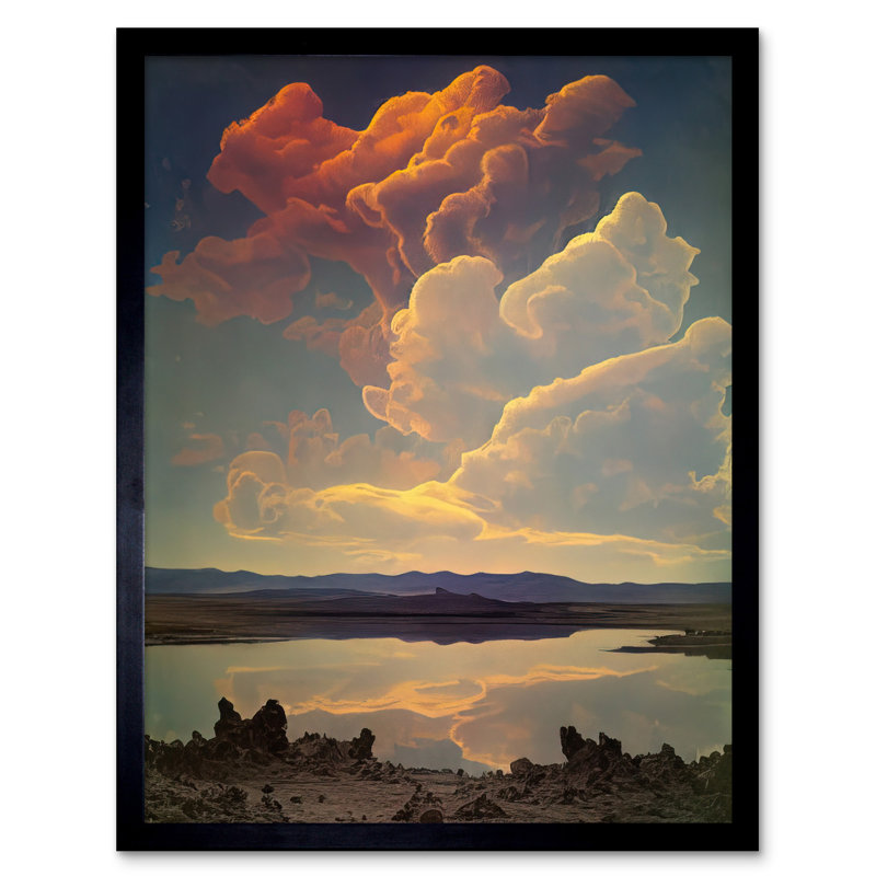 Lindwood Vintage Style Atmospheric Cloud Reflections In Lake - Single Picture Frame Print
