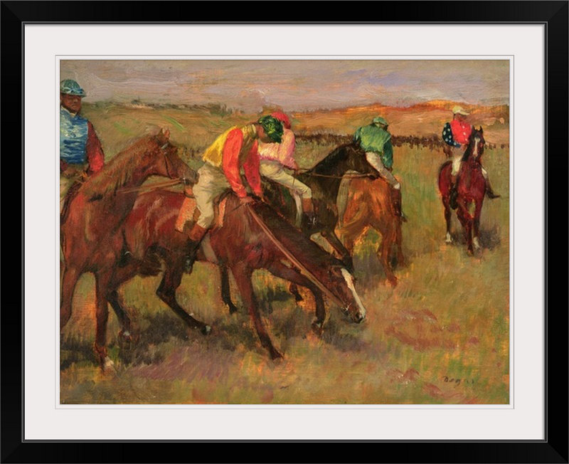 «Avant la course, vers 1882» par Edgar Degas - reproduction de cadre photo, H 35 po x l 44 po x P 1 po, Cadre noir