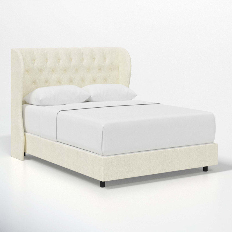 Tomey Upholstered Wingback Bed, Full, Milsap Canvas Sustain® Tweed
