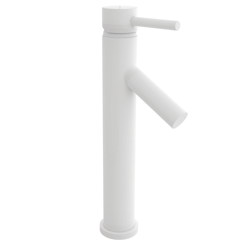 East Linear Single Hole Vessel Faucet, Matte White