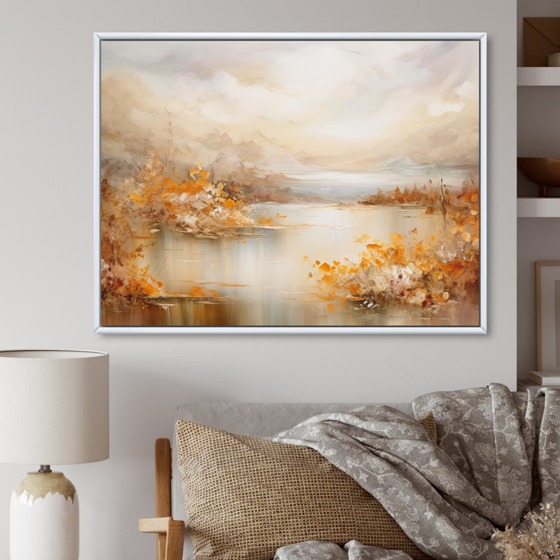 «Lakes Rivers Dreamscape», art liquide, Cadre flottant blanc, H 12 po x l 20 po x P 1 po