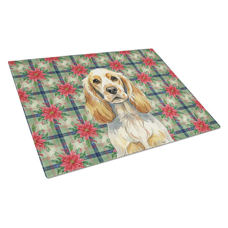 Planche à découper en verre Luna Roan English Cocker Spaniel Christmas, Fauve