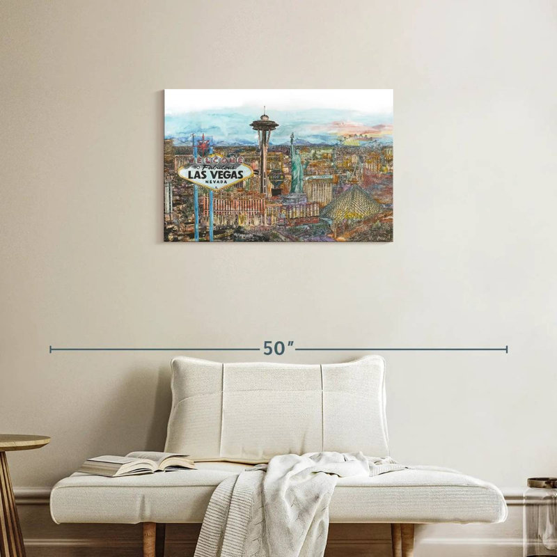 Ravi Vegas Skyline en couleur, H 20 po x l 30 po