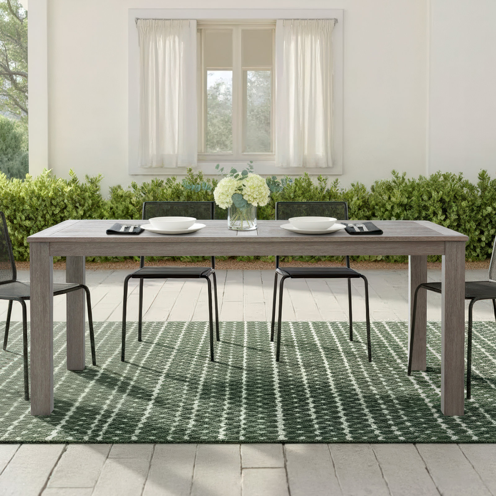 Morell 71" Eucalyptus Patio Dining Table, Gray