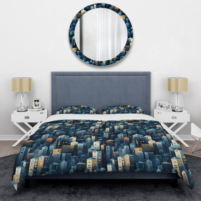 Ensemble de housse de couette en microfibre bleu / jaune Eitelfritz