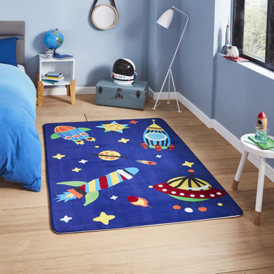 Madeira area rug Machine Printed Rectangle Blue