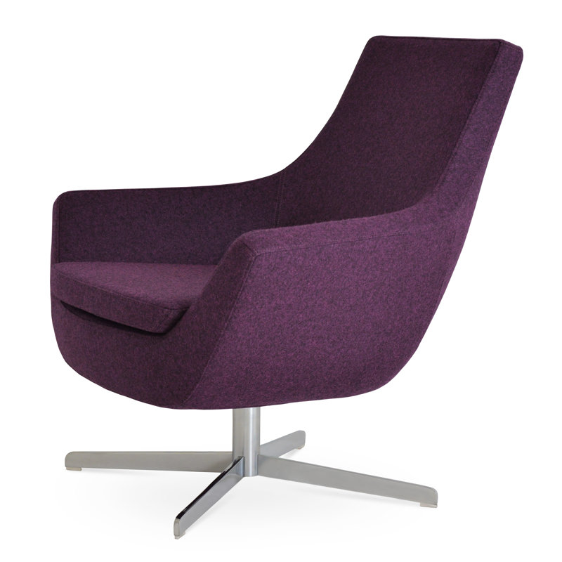 Méridienne pivotante 4 étoiles Rebecca, Chrome, Laine marron foncé Camira
