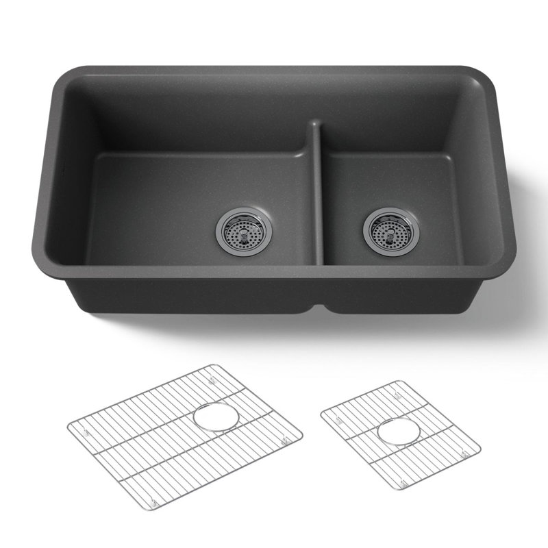 Cairn Smart Divide 33-1/2" Undermount Kitchen Sink, Dark Gray