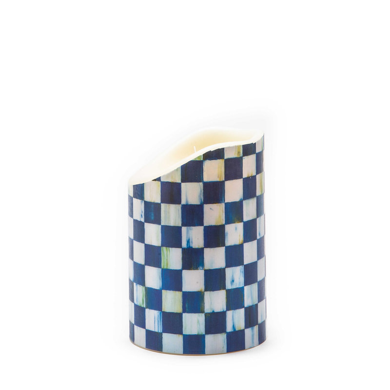 Courtly Check® Flicker 3 AA Pillar Candle, Brown/White, 6" H x 4" W x 4" D