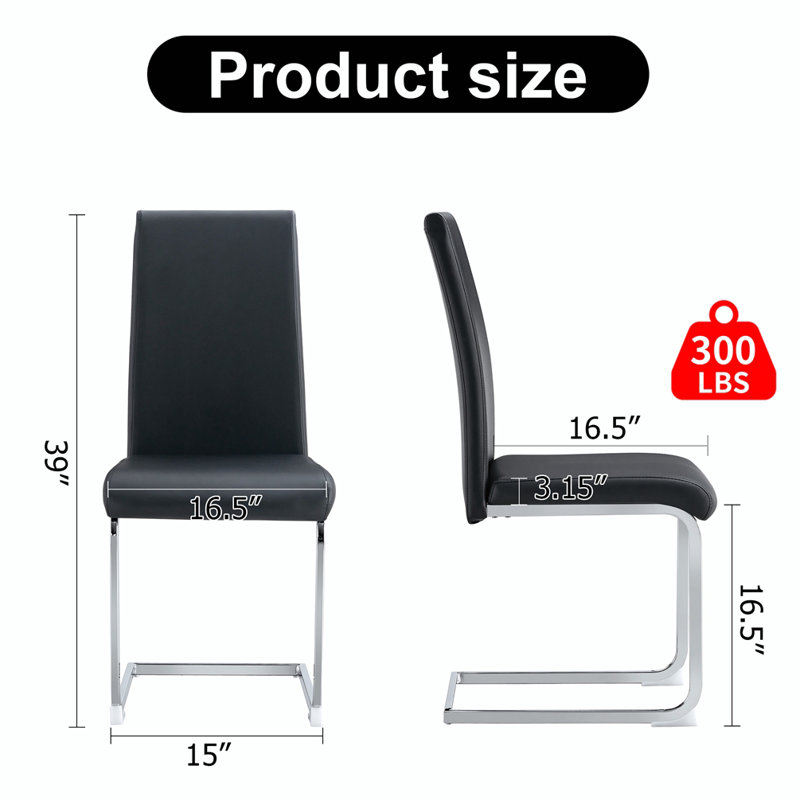Chaise en porte-à-faux en cuir Ilynn, Noir