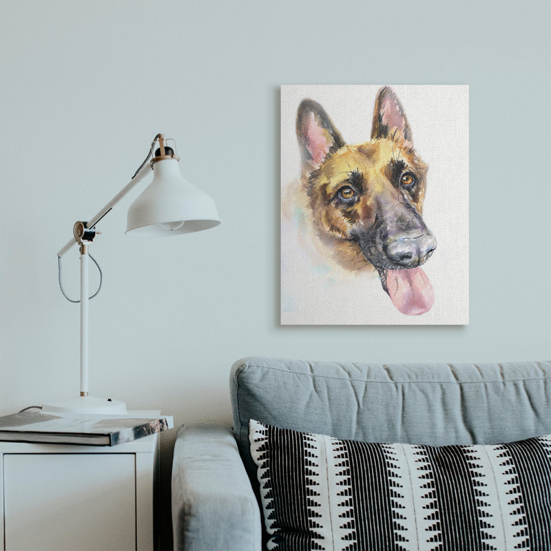 Portrait d'un berger allemand, Toile tendue, H 30 po x l 24 po