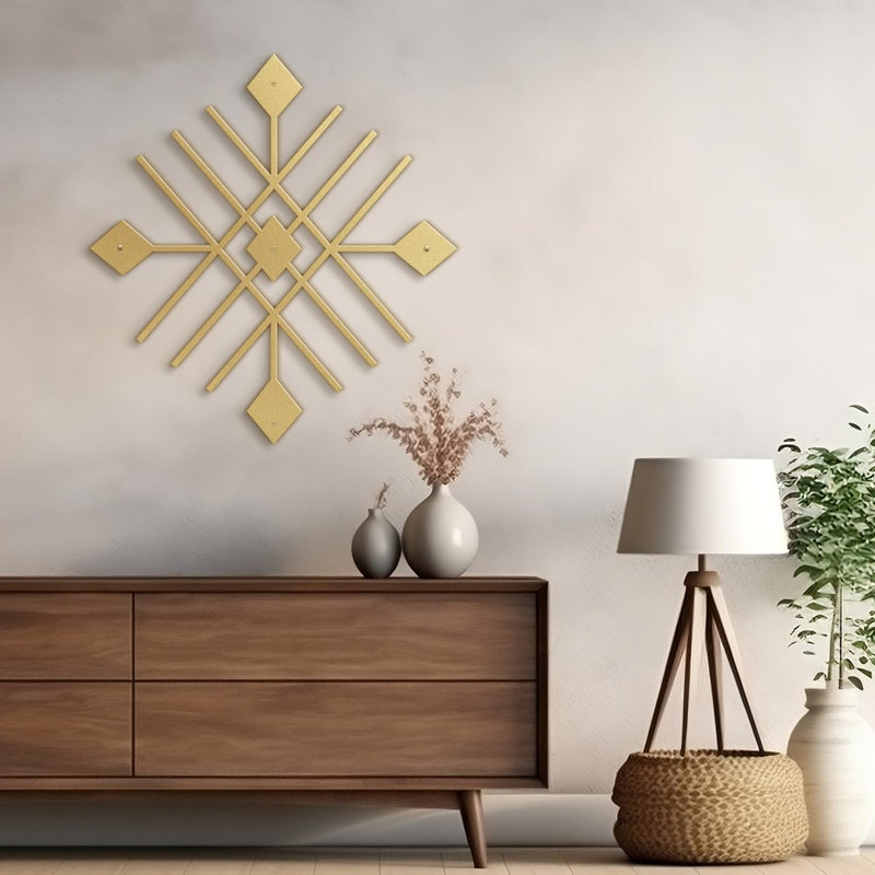 Décoration murale en métal, H 30 po x l 30 po x P 0,05 po, Or