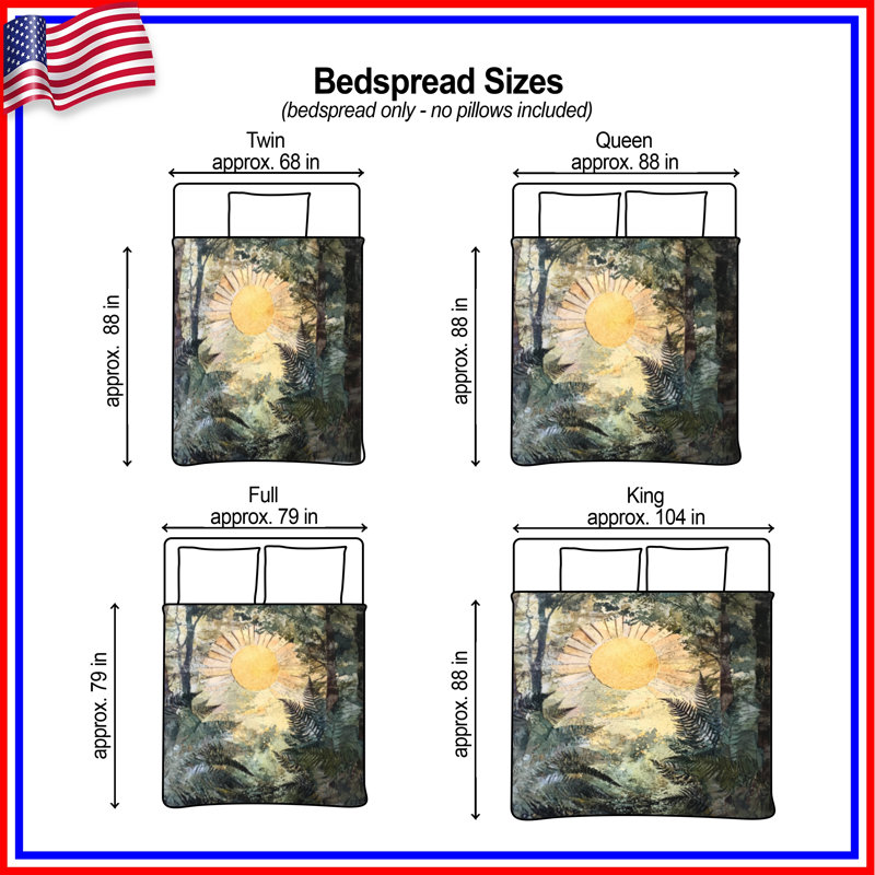 Sunlight Through Ferns Bedding Forest Bedspread Landscape, Twin
