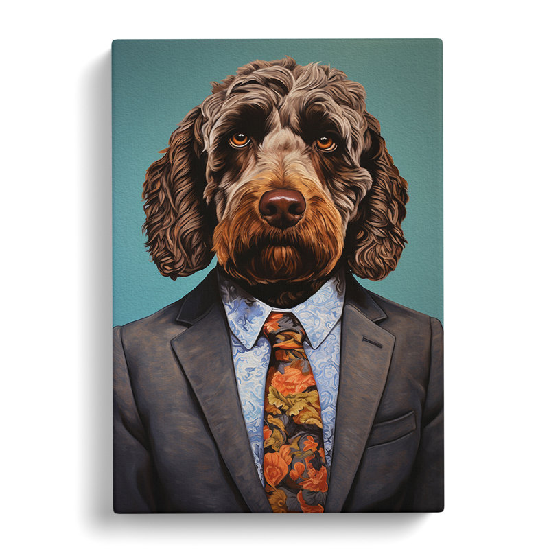 Labradoodle in a Suit Painting No.3 - Wrapped Canvas, 76cm H x 50cm W x 3cm D