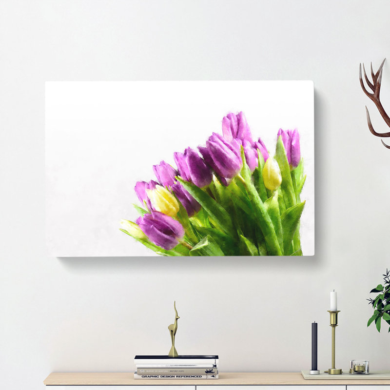 Yellow & Purple Tulips - Wrapped Canvas, 35cm H x 50cm W x 3cm D