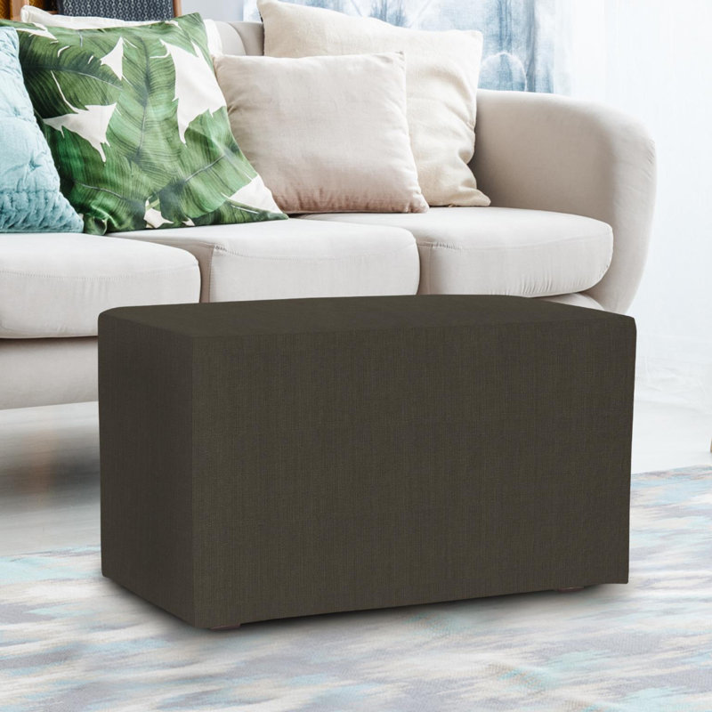 Asija Polyester Ottoman Slipcover, Sterling Charcoal