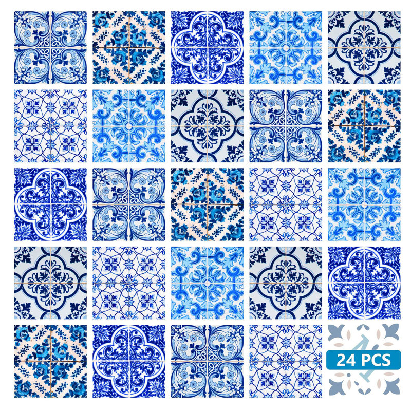 Carrelage mosaïque auto-adhésif en vinyle 8 po x 8 po (ensemble de 24)