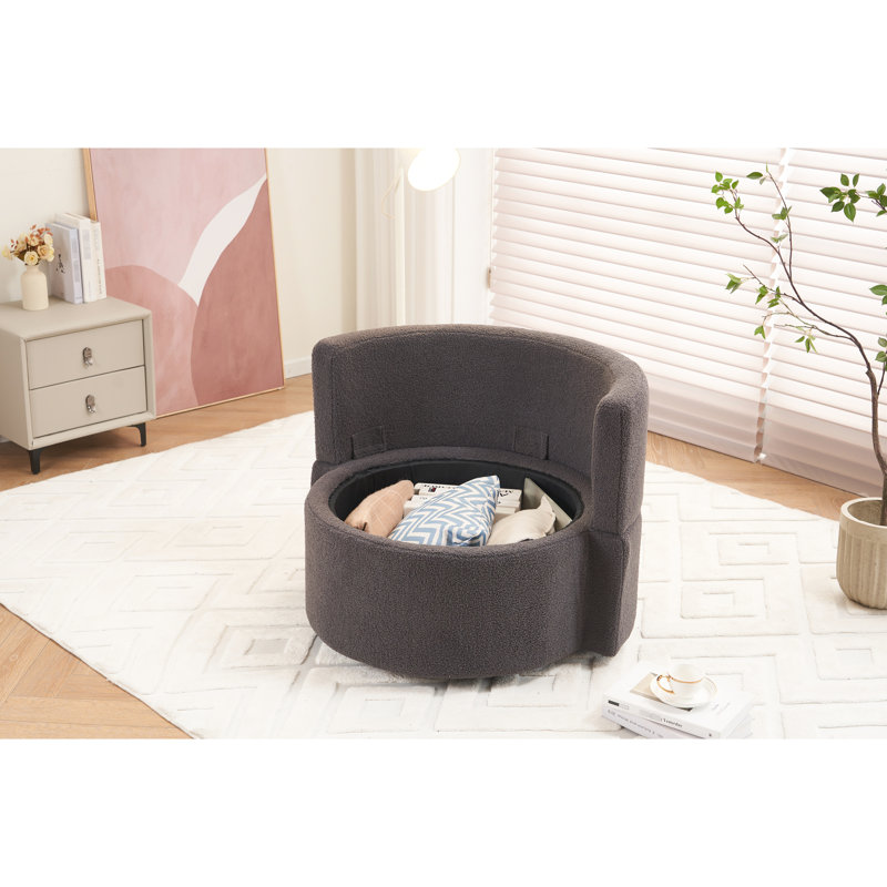 Chaise ergonomique pivotante en tissu gris foncé avec base de rangement rembourrée en mousse et pour couloir