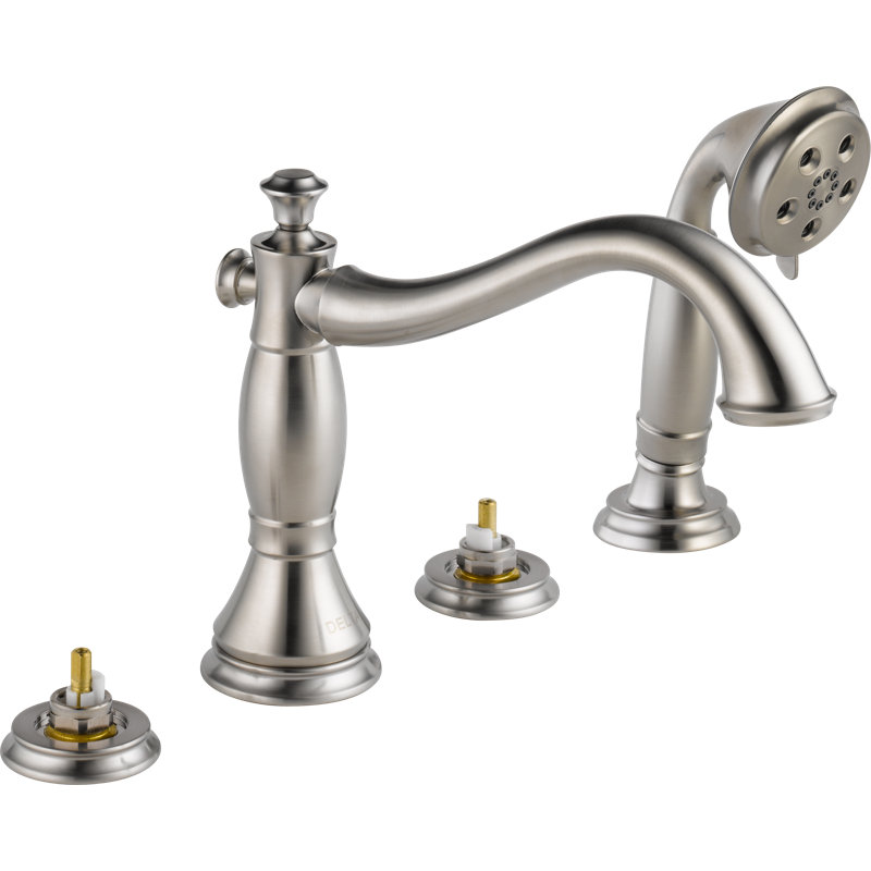 Cassidy Deck Mounted Roman Tub Faucet Trim with Diverter, Stainless Steel