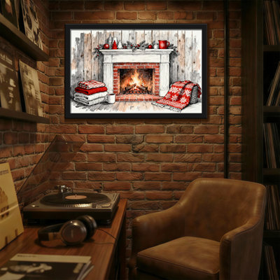 Foyer de Noël avec couvertures et tasse de Noël