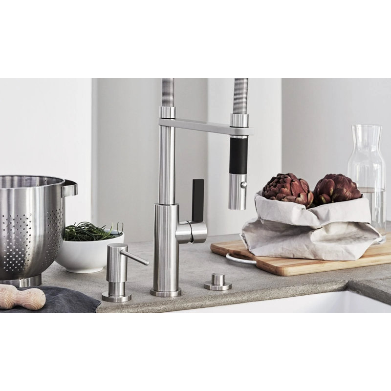 Corsano Contemporary Culinary Pull-Out Kitchen Button Sprayer with BFB Series Handle, Polished Chrome