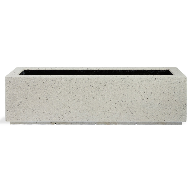 Gita Lightweight Outdoor Trough Planter Box, White Granite, 12" H x 46" W x 17" D
