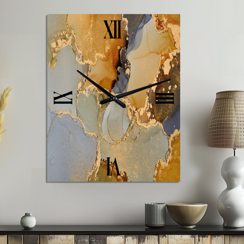Horloge murale abstraite en métal brun, Surdimensionné