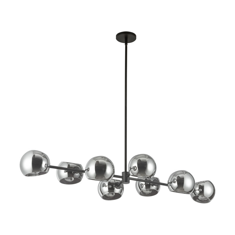 Willow 8 - Light Sputnik Chandelier, Matte Black, Smoke Solid