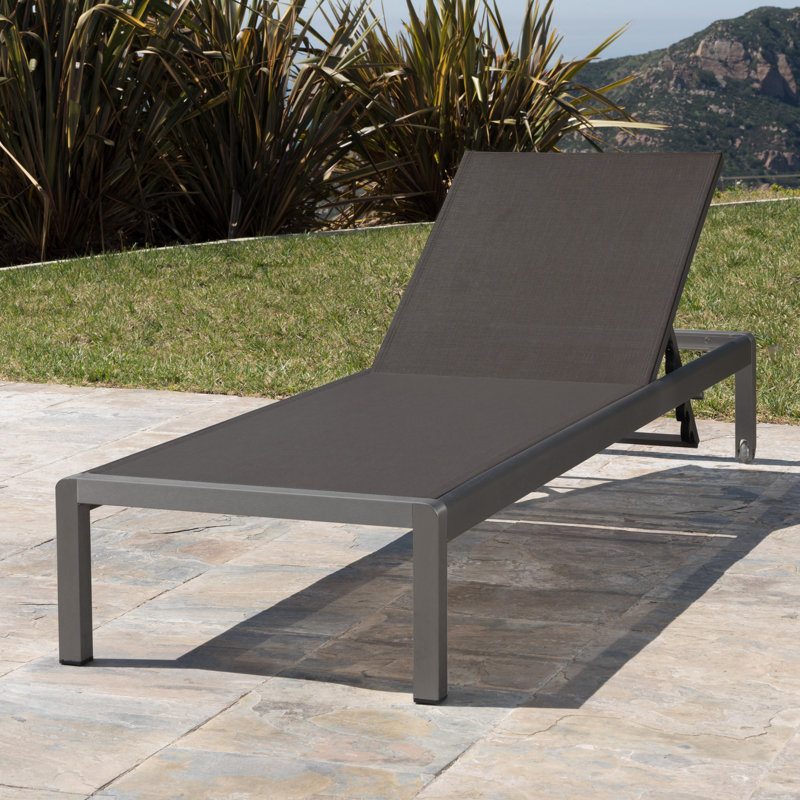 Chaise longue inclinable simple Caggiano, Gris foncé, 1